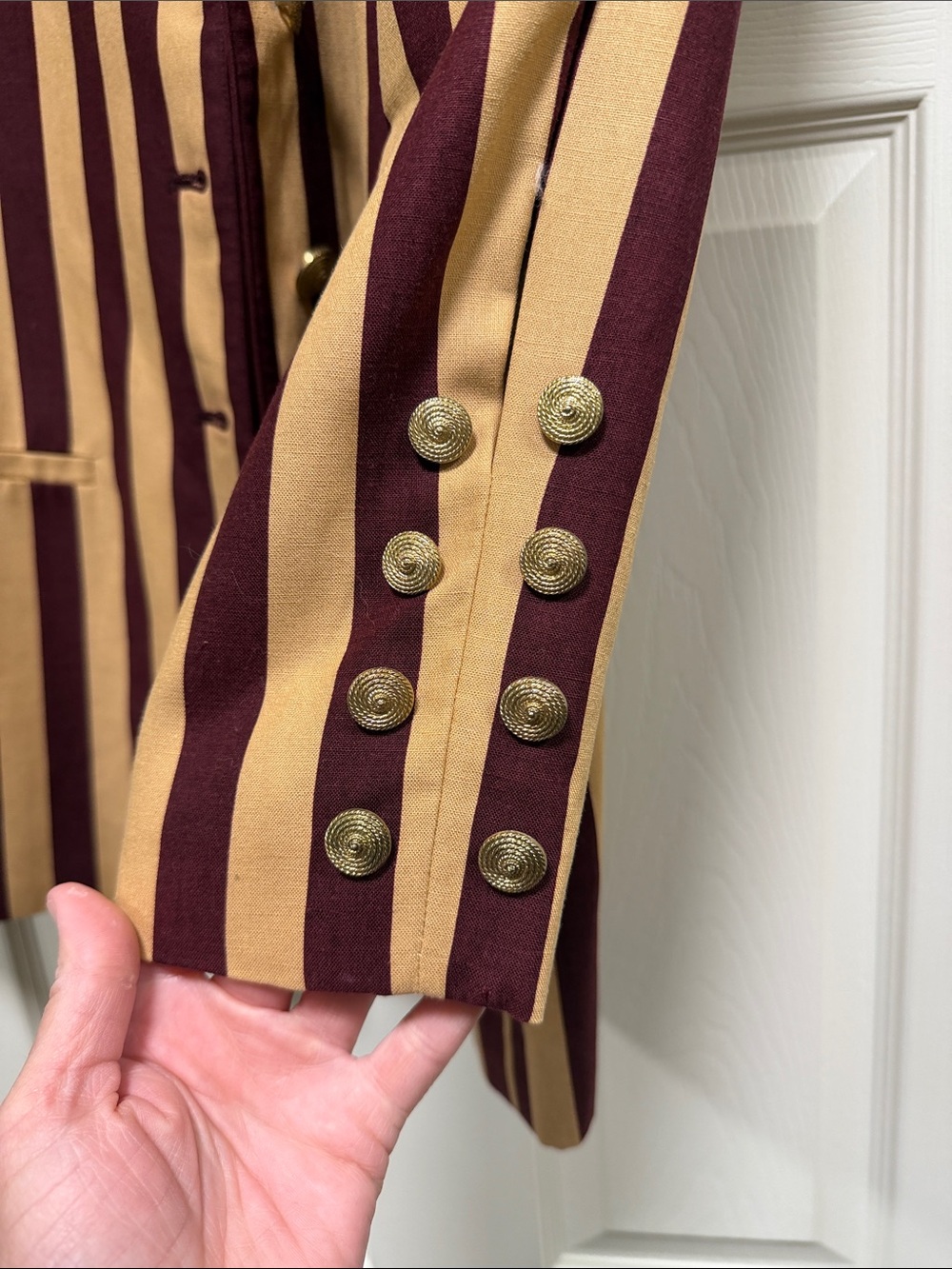 Apart Impressions Burgundy and Tan Striped Blazer - Picture 4 of 5